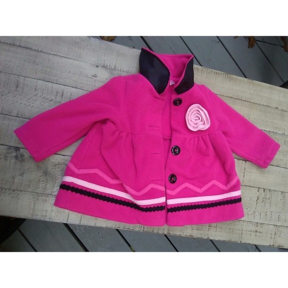 Maggie and Zoe fleece jacket sweater cardigan 12 M girls pink - Picture 1 of 4